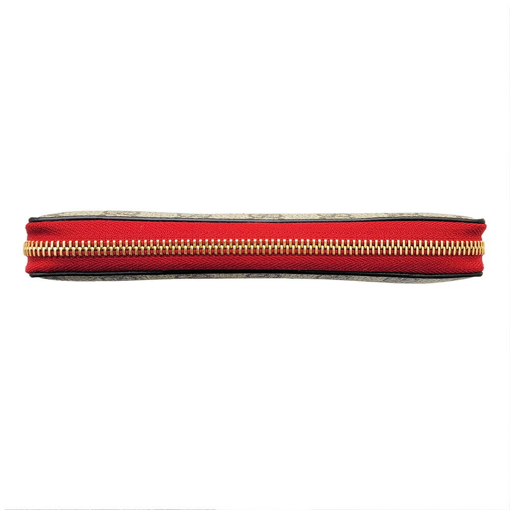 GUCCI GG Supreme Zip Around Long Wallet Beige Tan Red Cat - Picture 4 of 8